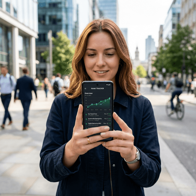 Side-by-side comparison of mobile and desktop search results on two screens