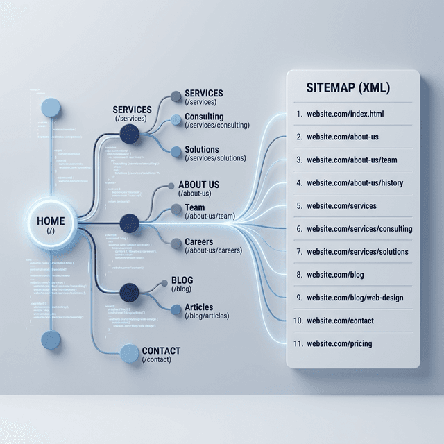 Technical SEO review of sitemap.xml structure, URLs, and indexing coverage