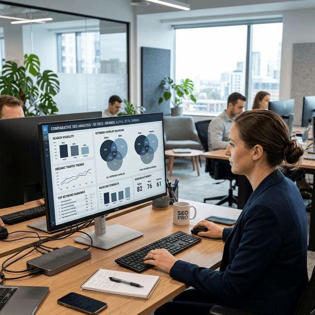 Competitor analysis dashboard showing keyword overlap and gaps