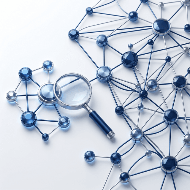 Strategy and links represented by connected nodes or a network diagram