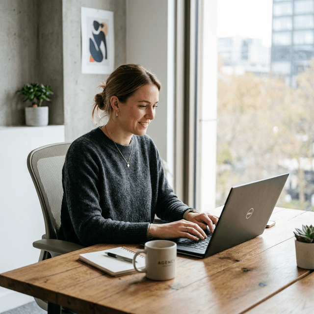 SEO analyst reviewing search query operators and indexed pages on a laptop dashboard